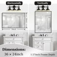 thumbnail image 7 of 36x24 Inch Metal Silver Frame Mirror for Bathroom, Brushed Rectangular Corner Vanity, Lightweight Deep Set Design Large Wall Mirrors Decorative, Hangs Horizontal & Vertical, 7 of 7