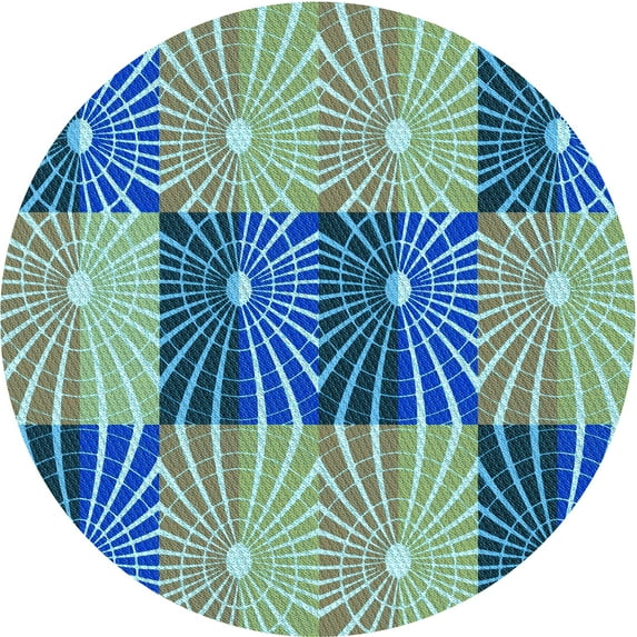 Ahgly Company Machine Washable Indoor Round Transitional Blue Jay Blue Area Rugs, 6' Round