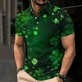 thumbnail image 2 of KeShDi Men's T-Shirts St Patricks Men's St. Patrick's Day Printed Casual Short-sleeved Lapel Top/shirt Multicolor 2X, 2 of 5