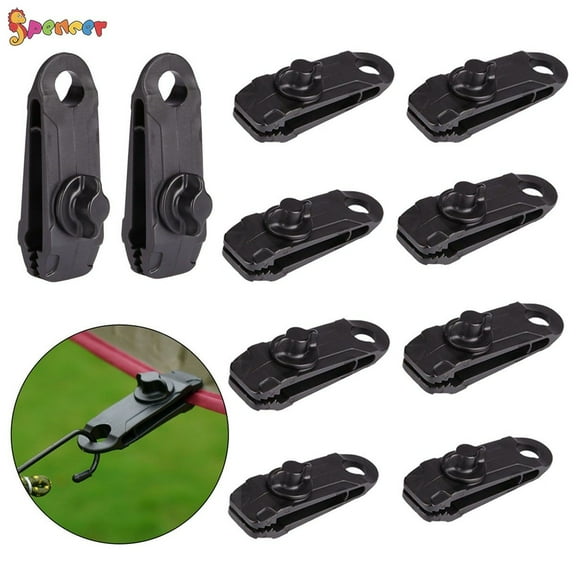 Spencer 10/20Pcs Camping Tent Clips, Heavy Duty Lock Grip Tent Clamps with Spiral Buckle for Tarps, Awnings, Outdoor Camping, Caravan Canopies, Car Covers