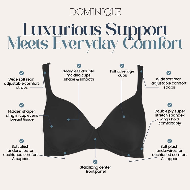 Dominique Marlena Seamless Shaping Bra #7500  Full Figure Comfort Bra with  Lift Assist Cups -Lingerie for Women - Walmart.com