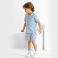 thumbnail image 5 of Usaibhir Baby Boy Cotton Linen Shorts Set Solid Color Short Sleeve Button Down T-Shirt Tops and Shorts Summer Outfit Clothes 12M-5T, 5 of 10