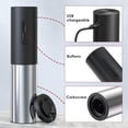 thumbnail image 2 of Abridor de vino eléctrico, abridor de botellas de vino recargable, set de regalo, sacacorchos automático, abridor de vino electrónico, color negro plateado., 2 of 5