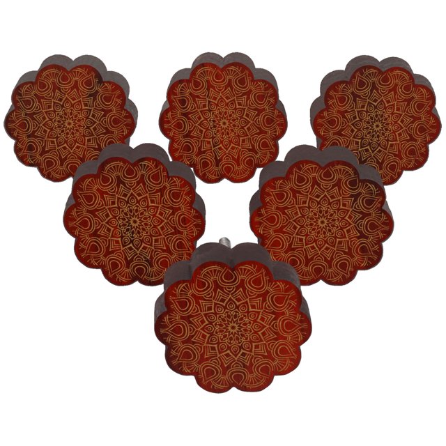 IBA Indianbeautifulart Poignées Gravées Rouges pour Porte de Placard en Bois Lot de 10