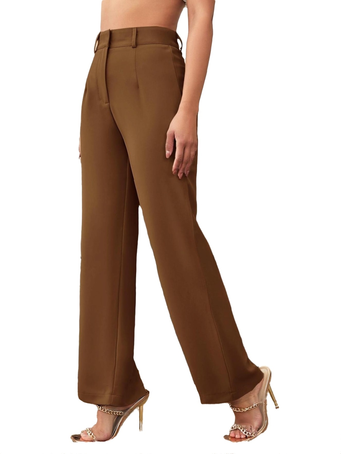 Brown Solid High Waist Dressy Women's Suit Pants - Walmart.com
