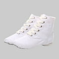 thumbnail image 5 of Alkepwun Jazz Shoes for Girls Solid Color Canvas Lace-up Soft-Sole High Top Ballet Shoe Anti Slip Wear Resistant Cozy Breathable Athletic Training Flats for Performance Gymnastics Yoga, 5 of 6