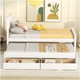 thumbnail image 3 of Twin Size Daybed with Trundle and Storage, Platform Bed Frame with Drawers, No Box Spring Required, White Finish, 3 of 10