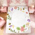 thumbnail image 4 of Manfei Cartoon Bee Fitted Sheet Queen 3-Piece,Rose Flowers Bedding,1 Fitted Sheet and 2 Pillowcases, 4 of 6