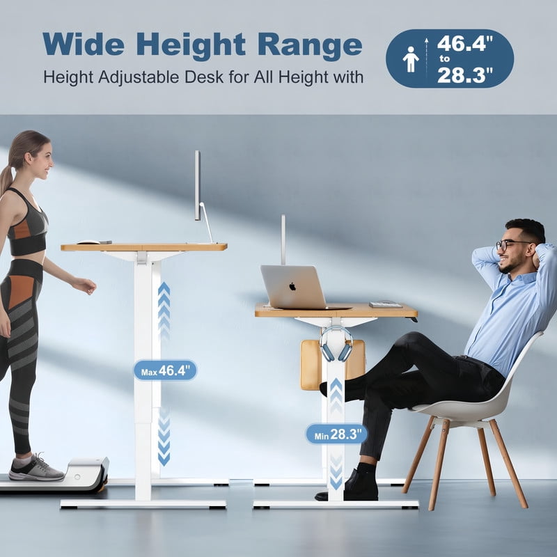 Kelno 40" Electric Standing Desk Height Adjustable Sit-Stand Desk with 3 Memory Presets Splice Desktop, Oak