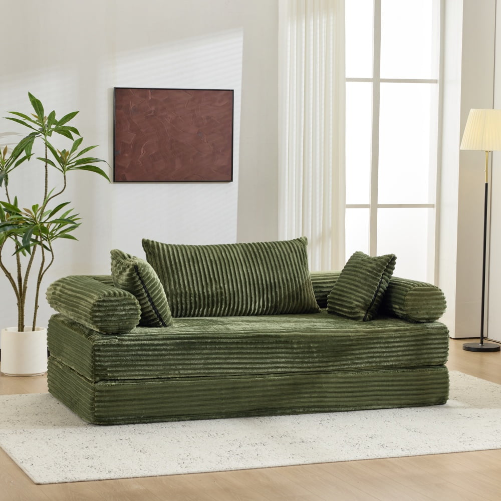 Ktaxon Convertible Sofa Bed, Pull-Out Sleeper Loveseat Couch with Oversized Back Pillow, Ideal for Living Room or Guest Use Green