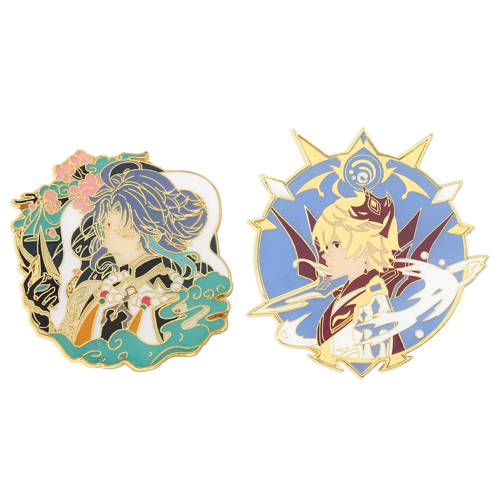 ZILEFSILK 2PCS Anime Game Genshin Impact Figure Eula Xiao Cute Enamel Pins  Set for Jackets Backpack Bag Hat Characters Cosplay Metal Lapel Badges Pins  Aesthetic Brooch For Women Girls Fans 