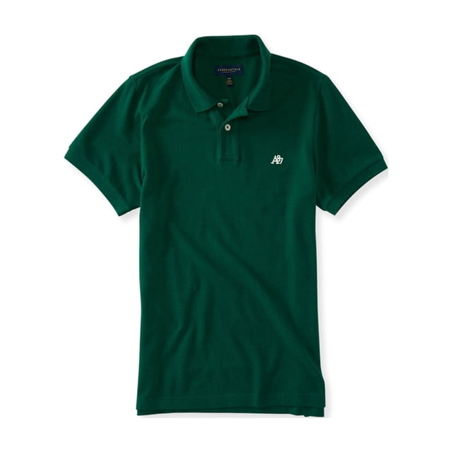 Aeropostale A87 Polo de Rugby para Hombre, Verde, Mediano