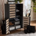 thumbnail image 5 of Bowery Hill Two-Tone Oak Wood 4-Door Shoe Cabinet in Dark Gray, 5 of 10