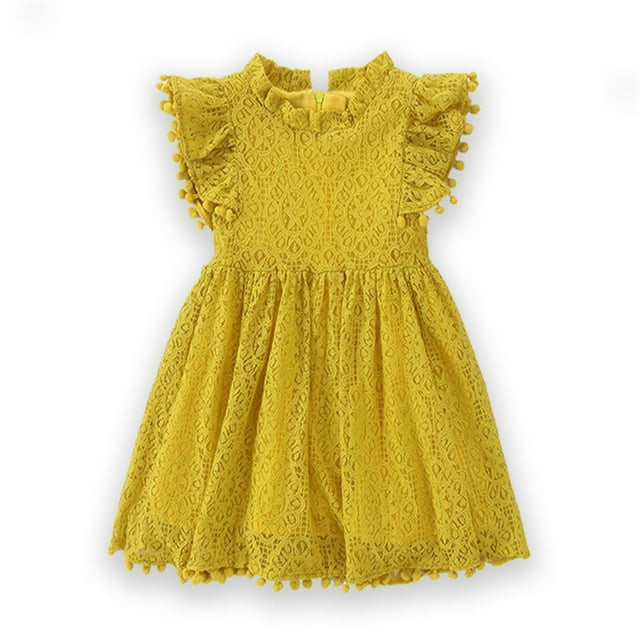 LOVZFMLL Robe à Imprimé Floral pour Filles avec Manches Volantes Jupe Plissée pour Filles Jupe d'Été pour Enfants