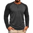 thumbnail image 2 of Hvogkswy Mens T-Shirts Color Block Crew Neck Long Sleeve T-Shirt Soft Lightweight Fall Casual Pullover Top, Size S-3XL, 2 of 7