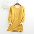 thumbnail image 2 of ZQGJB Warm Sherpa Lined Pullover Sweatshirt for Women Crewneck Solid Color Long Sleeve Fleece Blouse Winter Thick Velvet Loungewear Tops(Yellow,XXL), 2 of 3