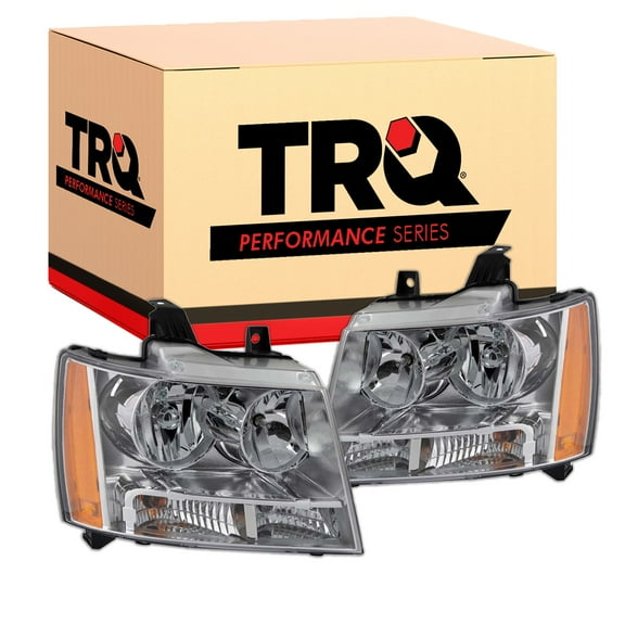 TRQ Performance Headlight Set Chrome Fits 07-13 Avalanche 07-14 Suburban Tahoe HLA71032
