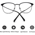 thumbnail image 3 of Light Blocking Computer Glasses,Anti Glare Eye Fatigue with Retro Round Circle Metal Frame, 3 of 7