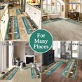 thumbnail image 2 of Juego de alfombras de cocina Vaukki Boho, 3 piezas, lavables, antideslizantes, color verde azulado, 2 of 9