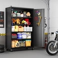 thumbnail image 2 of AUHUP Wider & Deeper Metal Storage Cabinet with Wheels,Tall Rolling Garage Storage Cabinet with Pegboards,Black Garage Metal Cabinets with Lock and Shelves, 43''Wx 20''Dx71"H, 2 of 10