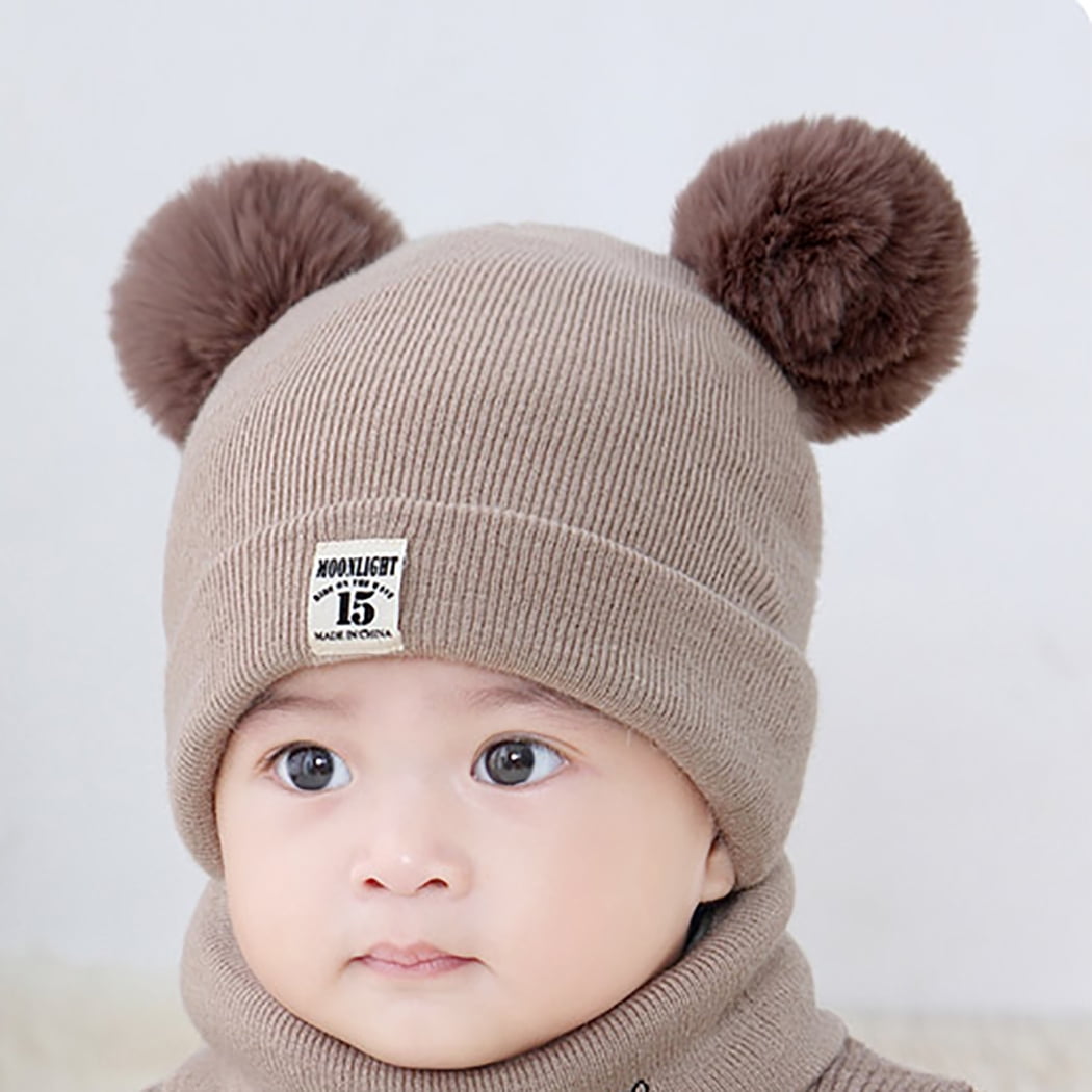 Chapeau de Laine Enfant Mignon Chaud Chapeau de Pom Bébé Tricot