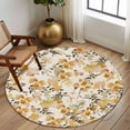 thumbnail image 2 of Round Rugs 5Ft, Vintage Orange Flower Round Area Rug Washable Indoor Throw Carpet, Farmhouse Botanical Floral Retro Soft Non Slip Circle Rug for Cabinet Bathroom Home Decor Aesthetic, 2 of 8
