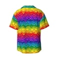 thumbnail image 6 of Lsque Bright Rainbow print Men's Cuban Collar Short Sleeve Shirt Summer Beachwear Casual Button Down Fashionable Vacation Leisure Shirt-Medium, 6 of 7