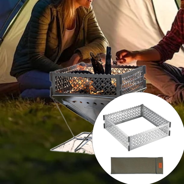 Escudo para Fogatas en Forma de Cubo, Estufas de Acampada, Parabrisas Plegable, Diseño Ahuecado, Parrilla para Acampar, Protector Contra El Viento Par 36 x 36 x 115 cm