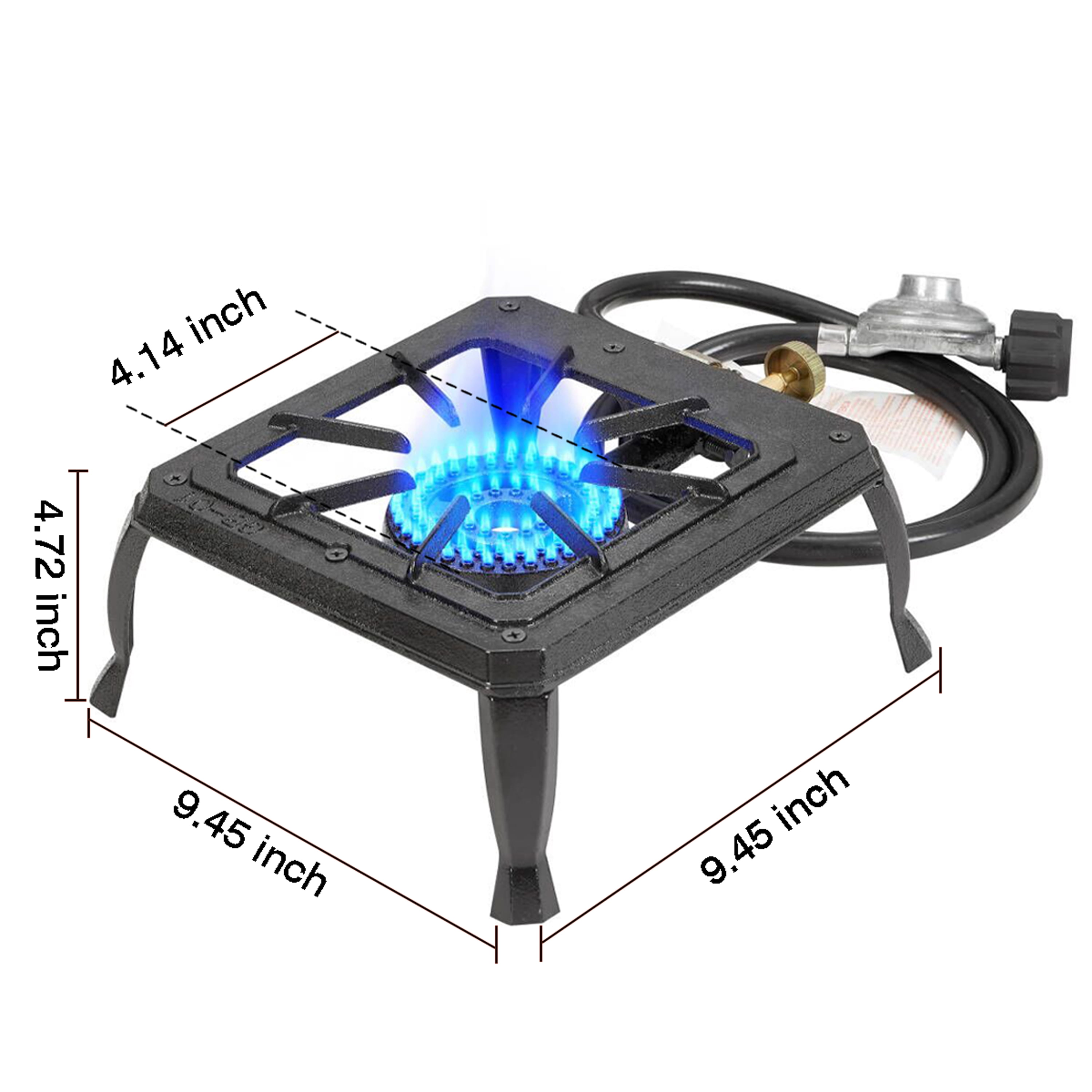 Vivicreate Single burner cast iron flame camping stove, include CSA listed regulator and gas hose (HT-C-0011)