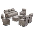 thumbnail image 3 of PARKWELL 7 Piece Outdoor Patio Furniture Set,All-Weather High Back Conversation Set with Luxury 6-Inch Thick Cushions,Swivel Glider Chair,9-Seat Furniture Sets for Garden, Deck, Backyard,Gray/Gray, 3 of 8