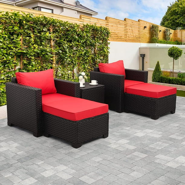 Valita 5-Piece Outdoor PE Wicker Furniture Set Patio Black All Weather