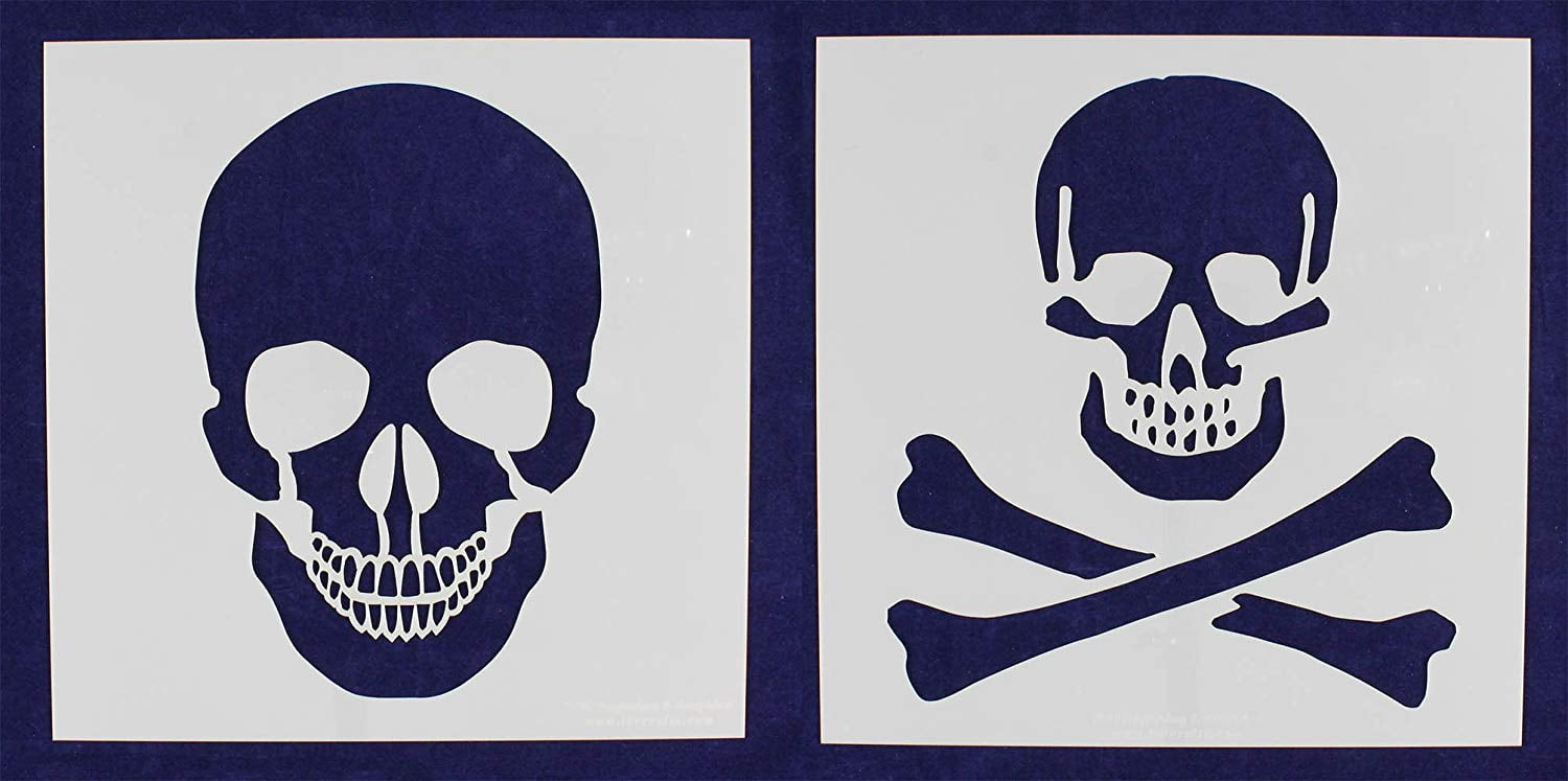 2 Piece Set Skull & Skull & Bones Stencils 14 Mil 16" X 16" Painting  /Crafts/ Templates - Walmart.com