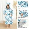 thumbnail image 4 of Dailycode Wearable Blanket Hoodie Oversized Sherpa Flannel Blankets with Pocket for 3-14 Year Old Sea Wave, 4 of 7