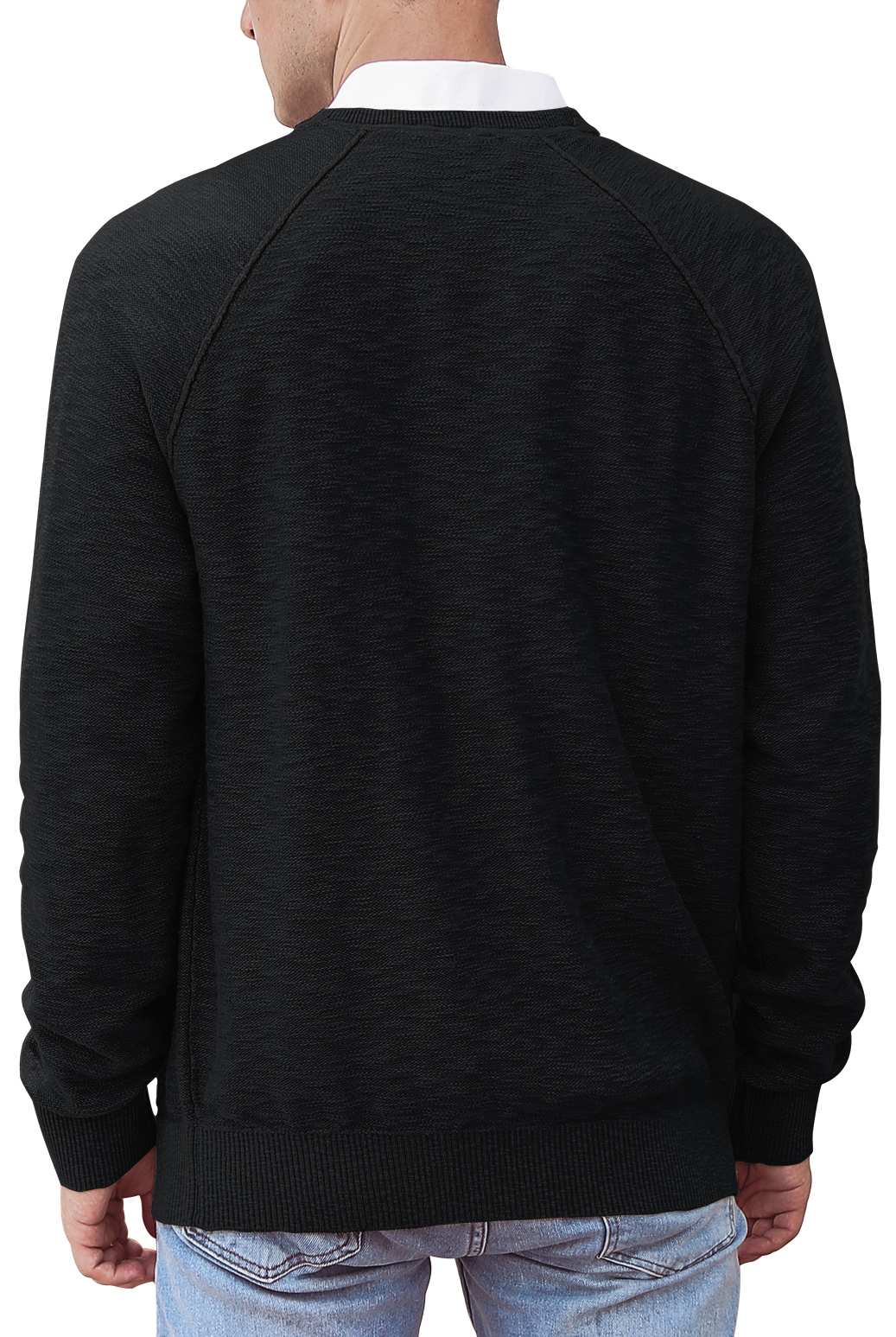 Iceglad Men's Crewneck Rib Knit Cotton Pullover Sweater photo 3