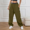 thumbnail image 2 of XIAONU Women's Cargo Jogger Pants High-Waisted Relaxed-Fit Trousers Versatile Daily Casual Lounge Bottoms, 2 of 5