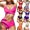 Hot Pink Womens Swimsuits, variant on Summer Savings Clearance kttectoa Adjustable Straps Front Cross Low Rise Bikini Womens Swimsuits Solid Swimsuit V-Neck Swimsuit for Womens School On-trend Low Spend