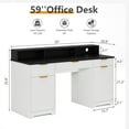 thumbnail image 2 of Yeahumalia 59" Executive Fluted Desk with Power Outlet, 3 Drawers & 2 Cabinets, White, 2 of 10