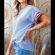 thumbnail image 5 of Camiseta de Verano para Mujer con Cuello Redondo, de Punto con Cordón y Estampado de Leopardo Azul L, 5 of 7