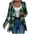 thumbnail image 1 of RXMEKW Cardigan à Manches Longues à Carreaux pour Femmes, Haut Décontracté à Boutons, Vert, 1 of 7