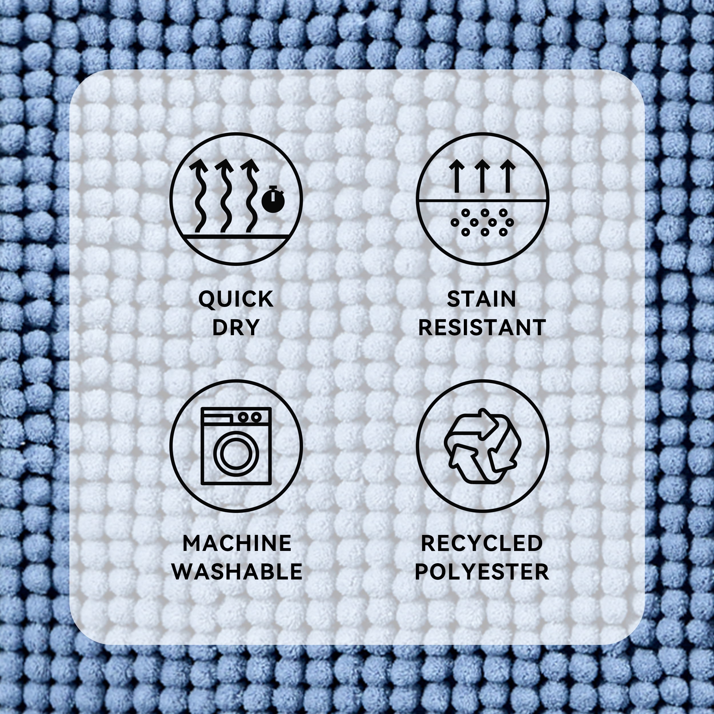 Mainstays Performance Foam Noodle Bath Rug, 20 in x 32 in, Blue
