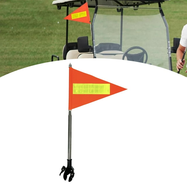 Bandera de bicicleta con asta y tira reflectante. Fácil instalación. Bandera versátil para carritos de golf. Alta visibilidad para personas mayores y