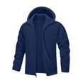 thumbnail image 4 of RYDCOT Men's Casual Hooded Arctic Fleece Solid Color Retro Loose Full Zip Double-Sided Plush Warm Jacket with Pocket Navy, 4 of 9