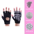 thumbnail image 4 of Negro cuatro tamaños de guantes de muñeca con cinturón de fitness de silicona antideslizante, tela de ropa de alta elasticidad, L, 4 of 5