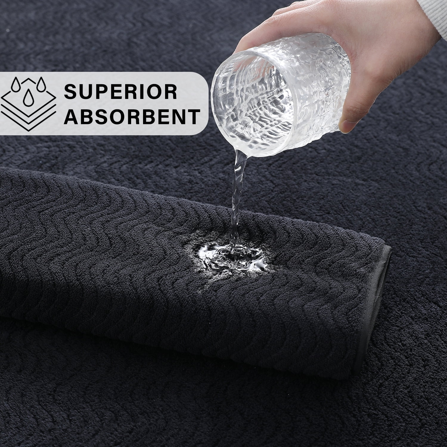Beartech 8 Piece Microfiber Bath Towel Set ,2 Oversized Bath Sheet,2 Hand Towels,4 Washcloths, Extra Large, Soft & Less Lint Bathroom Towels Highly Absorbent Quick Dry Towels-Black