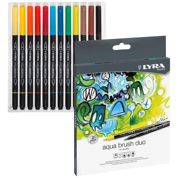 Bijdragen Grootte dividend LYRA Aqua Brush Duo Brush Painters, Set of 12 Pens, Assorted Colors -  Walmart.com