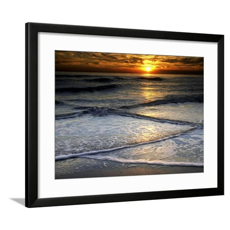 Sunset Reflection on Beach, Cape May, New Jersey, USA Framed Print Wall Art By Jay
