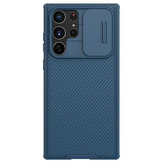SaniMore Case for Samsung Galaxy S22 Ultra, Soft TPU & Solid PC Cover Built-in Silde Camera Proction Classic Texture Shockproof Protective Shell for Samsung S22 Ultra, Blue