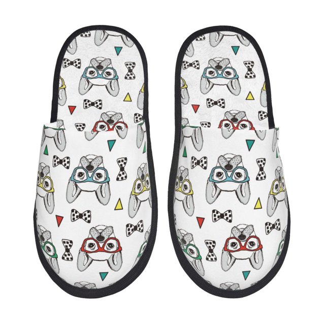 Balery Cute French Bulldog Pantuflas de Casa de Felpa Silenciosas con Diseño Estampado, Zapatillas Cómodas Antideslizantes de Algodón para Interior-Medium