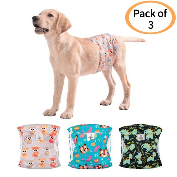 CuteBone Male Dog Diapers (3 Pack), High Absorbing Dog Belly Bands for