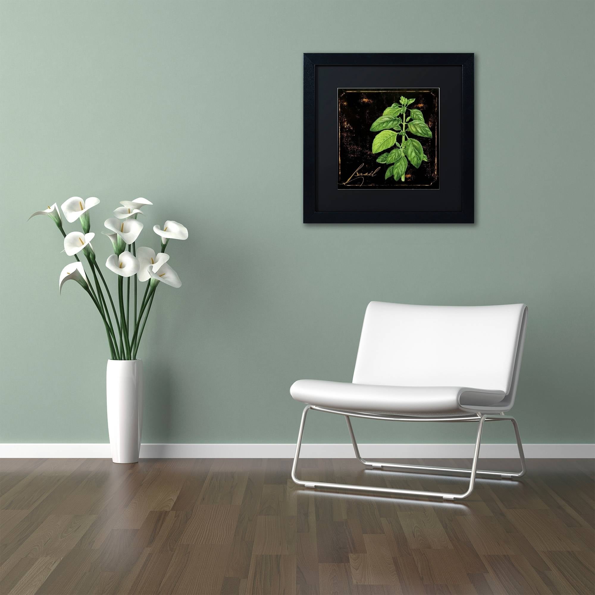 Trademark Fine Art "Black Gold Herbs IV" Canvas Art by Color Bakery Black Matte, Black Frame